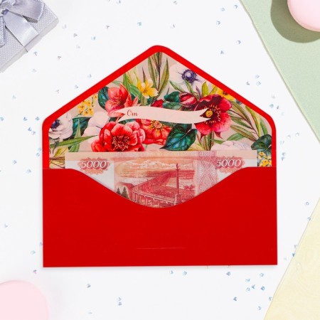 The envelope "On Birthday!" Cutting, embossing, software touch, red background-1