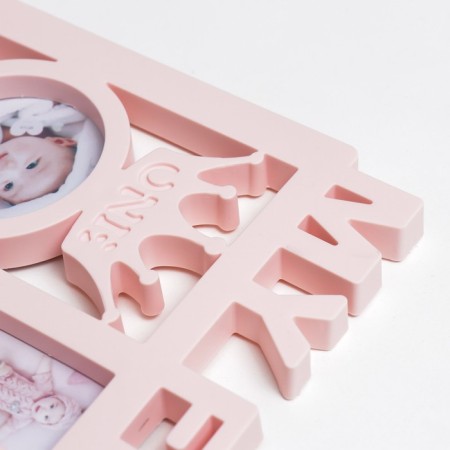 Photo frame plastic in 13 photos 3.5x5.5, d = 6.5 cm "My first year" pink 18.5x39x2 cm-2