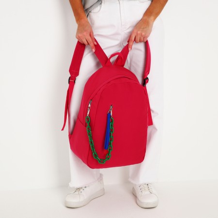 School textile school with pocket, pink color, 45x30x15 cm-11