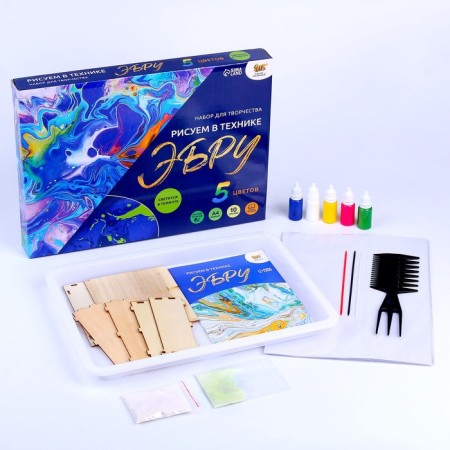 Set for creativity "Draw in the EBRU technique", A4 + fluorescent paints format-6