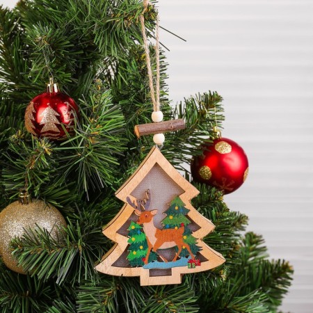 Decor with backlight "Christmas tree with a deer"-2