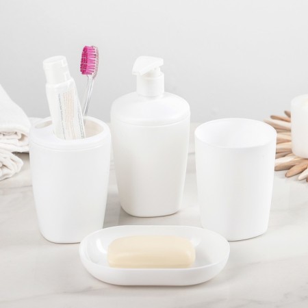 Aqua of Aqua bathroom accessories, 4 items (dispenser, soap dish, 2 glasses), white color-1