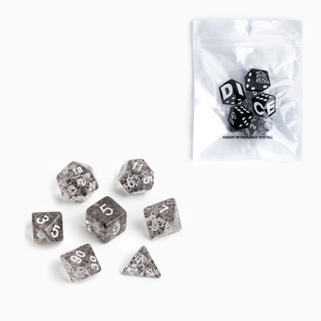 A set of cubes for D&D (Dungeons and Dragons, DND) "Game time", Series: D&D, 7 pcs, gray