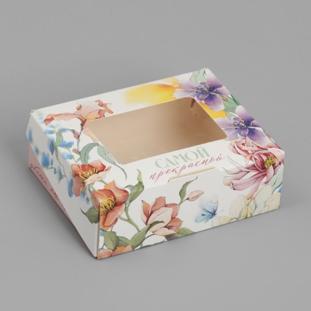 Confectionery packaging, box with lamination "Flowers", 10 x 8 x 3.5 cm
