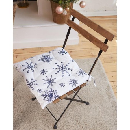 Siddle on the chair "Blue Snowflakes" 42x42x5 cm, 100% cotton, 164 g/m2-1