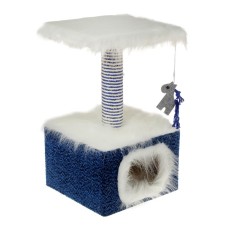 The house is small for cats, fur/velor, 34 x 34 x 60 cm, blue