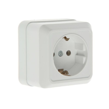 UNIVERSAL Olympus socket, 16 A, single, external, with salary, white