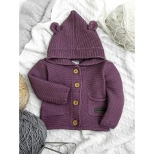 Baby blouse with a hood, height 74 cm, purple color