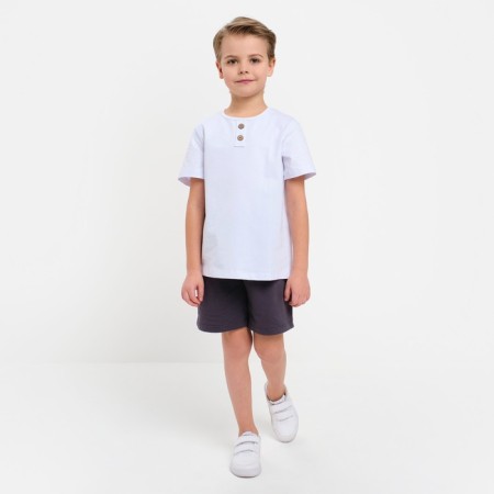Set for a boy (T -shirt, shorts) minku white color/graphite, height 128-3
