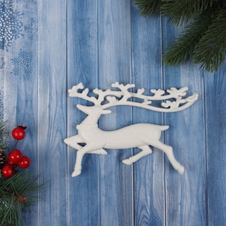 Christmas tree decoration "Running deer" 10x15 cm, white