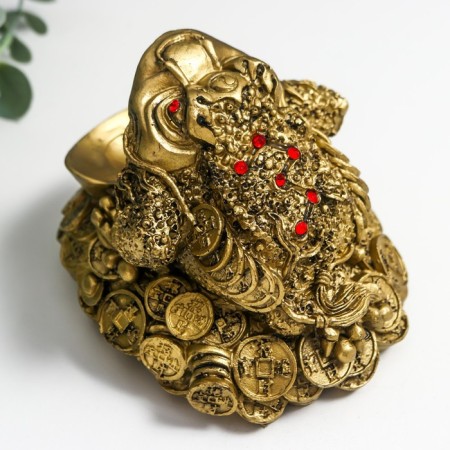 NECK Polystone for bronze "Cash toad on coins and gold ingots" 7.5x9x11 cm-3