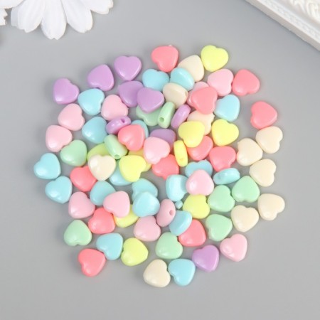 Beads for creativity Plastic "Hearts" Color Tender colors set 500 g 1x1.1x0.5 cm