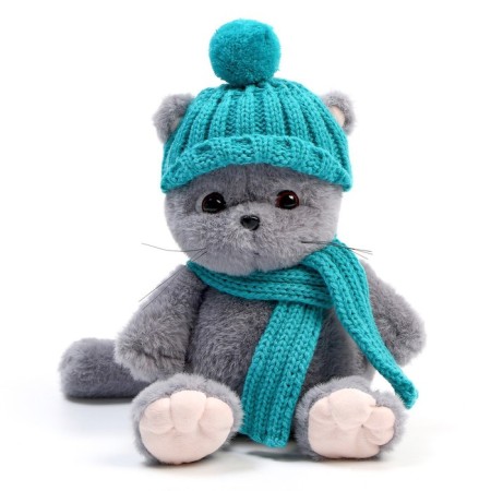 Soft toy "Cat Slanti", with a hat and a scarf-6