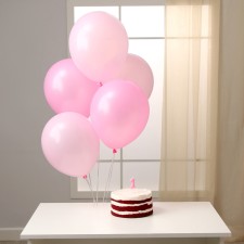 Set of candle in cake + 5 balls, number 1, pink