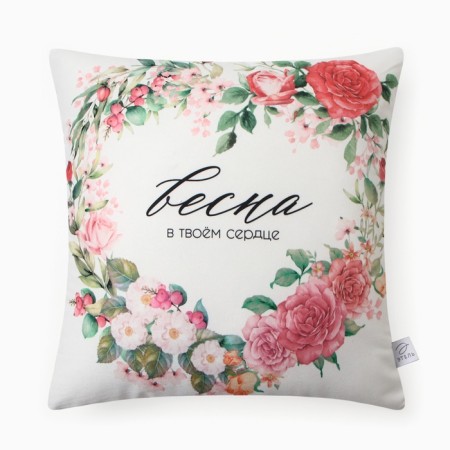 Pillow Ethel "Spring in the Heart", 40*40 cm, 100% p/e, velor