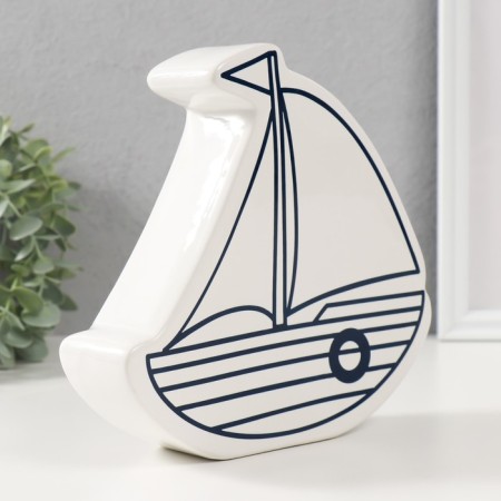 Piggy bank Ceramics "Shipyard" White 20x5.2x19.5 cm-1