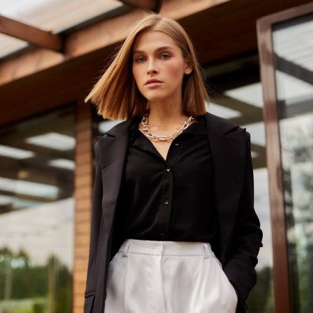 Women's shirt Minaku: Green Trend, Black Color, size 46-3