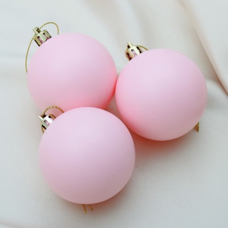 Set of balls plastic D-5.5 cm, 3 pcs "matte" pink