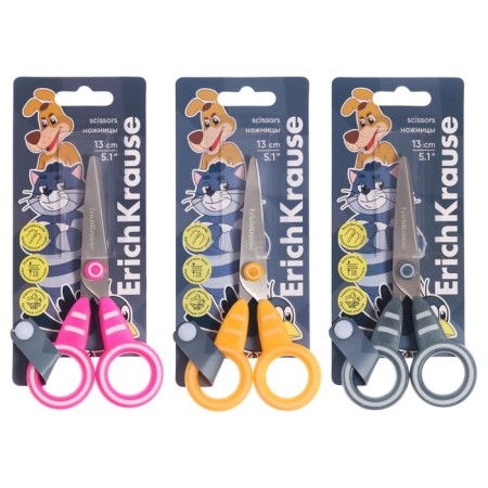 Baby scissors 13 cm Erichkrause "Prostokvashino", blister, mix