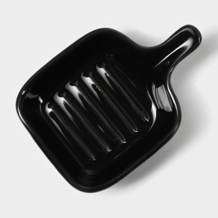 Ceramic sauce with the handle of the frying pan, 50 ml, 10.5 × 7.2 cm, black color is black-3