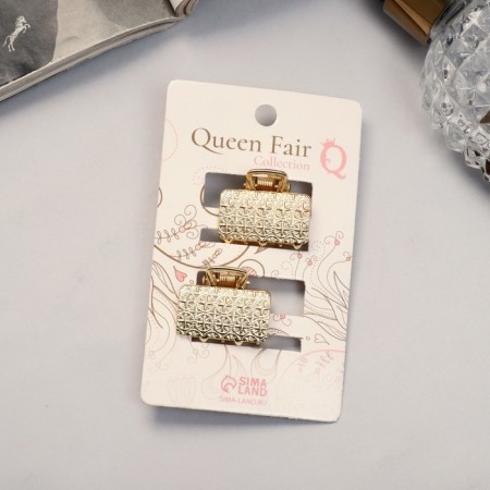 Hair crab "Liberty" (set 2 pcs) geometry straight, 2.5 cm, gold-1