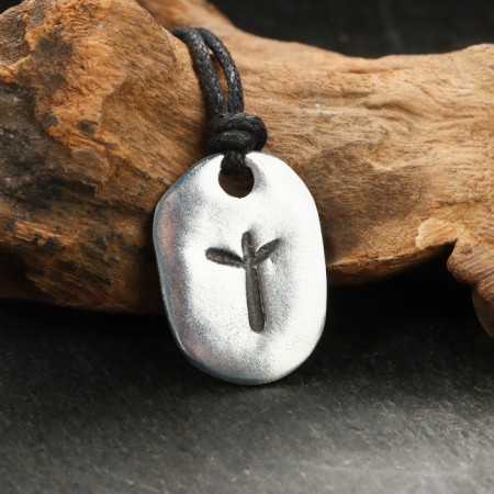 Amulet "Scandinavian runes", Runa Algiz, 21x29mm, metallic-1