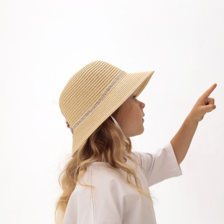 Hat for the girl Minaku "Bunny", Milk color, Rr. 52-2