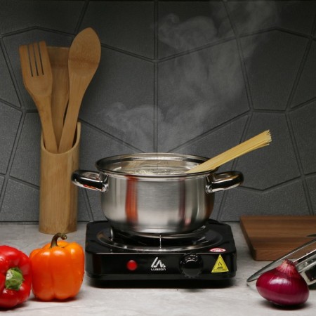 Electric tile Luazon LHP-001, 1 burner, 1000 watts, heater spiral, black