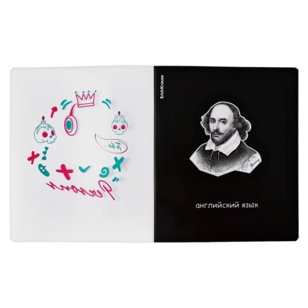 Subject notebook, 48 sheets, cage, English Erichkrause "Persons", plastic cover silk-screen covers, Blok Offset 100%, information block-2