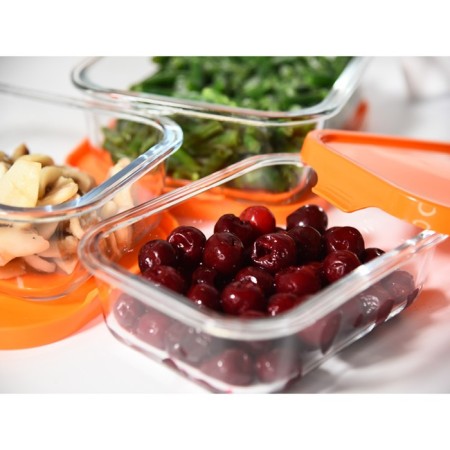Set of glass containers, orange color, 3 pcs.-2