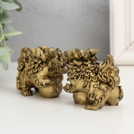 Nezke Polystone set 2 pcs "Heavenly Lions of Buddha" 4x6x5 cm-2