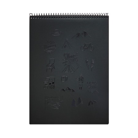 A4 sketchbook, 30 black sheets on the crest, Pattern, solid substrate, density 110 gr., Mix-2