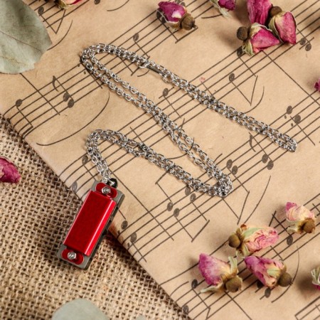 Music Life 4 Harly Harly, 8 tones, 3.5x1.5x1cm, chain 28cm, red-2