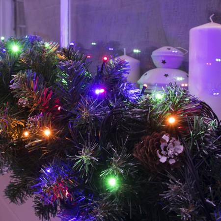 Garland “thread” 10 m, IP44, UMS, dark thread, 72 smd-led, glow of multi, 220 V-3
