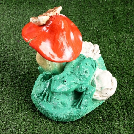 Garden figure "Frog on the mushroom" 21x18x20cm-5