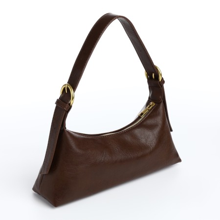 Bag Women's Baget with zipper, brown color-1