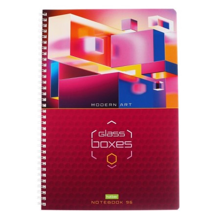 A4 notebook, 96 sheets in a cage on the crest GlassBoxes, cover Cover Cardboard, Block 55g/M2, 4v Mix-3