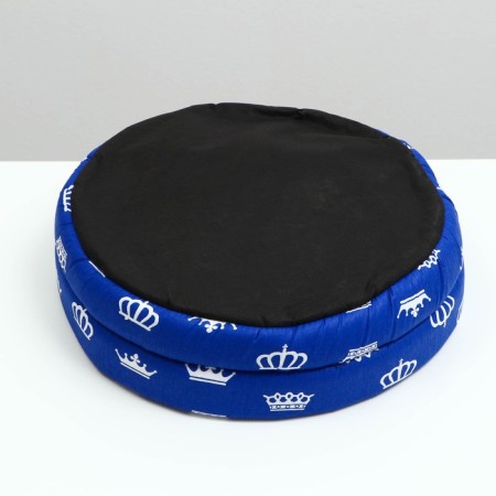 Lowcost Lyncost Round, Poplin, 40 x 40 x 12 cm, blue with crowns-5