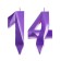 Candle in the cake jubilee "line" (set 2 in 1), number 14/41, purple metallic, 6.5 cm