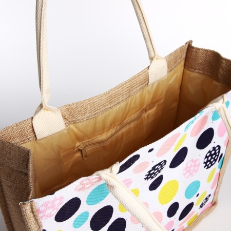 Shoper without fasteners, beige color/multi -colored-2