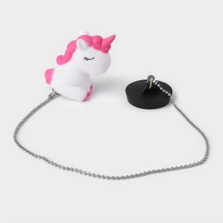 Bath plug with a unicorn toy, diameter: top 5.1 cm, bottom 4.6 cm, white color