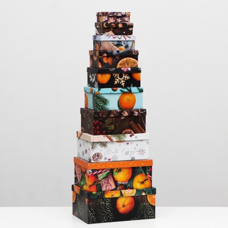 A set of boxes 10 in 1 "Mandarins", 30.5 x 19 x 13 - 12 x 6.5 x 4 cm-2
