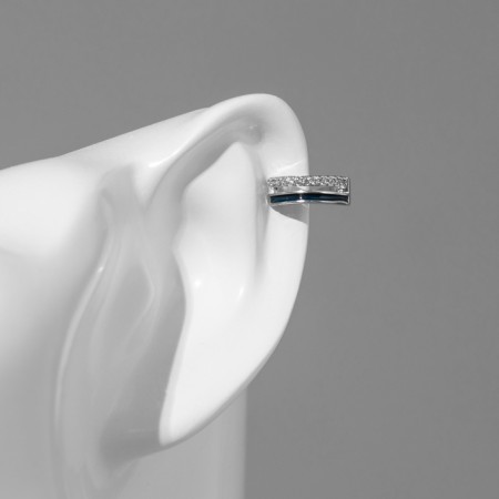 Earring "Kaff" Black and white lines, black and white color in silver-5