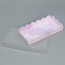 Коробка для печенья, кондитерская упаковка с PVC крышкой, «Сделано с любовью», 21 х 10.5 х 3 см
