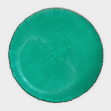 Glass Plane Lacking "Fayverk", D = 27 cm, emerald color-2