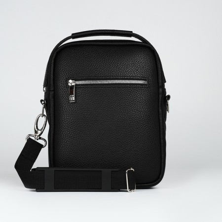 Male bag over the shoulder, Textura, artificial leather, black color-3