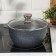 Granite pan, 3 l, glass cover, anti -stick coating, gray color