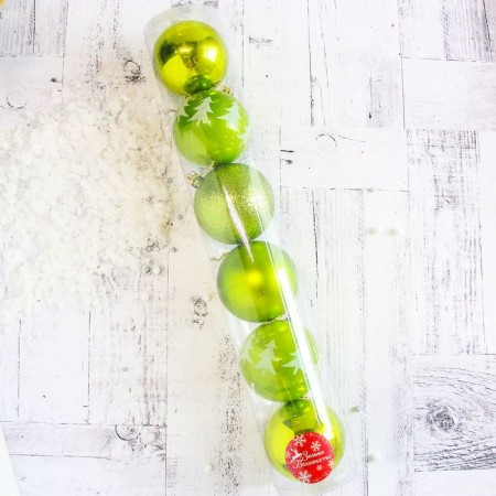 Set of balls plastic D-8 cm, 6 pcs "Christmas trees" green-1