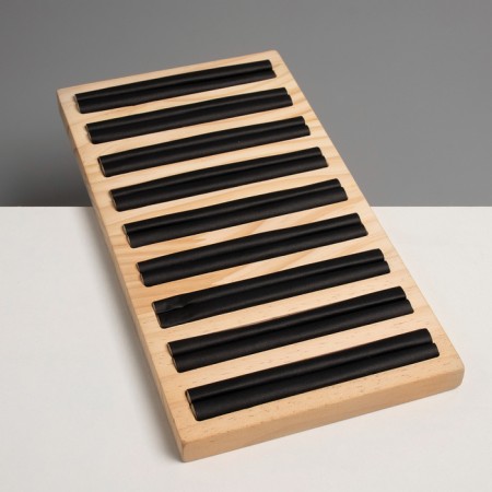 Stand for rings 9 stripes, wood, 15 × 28.5 × 2 cm, black color-1