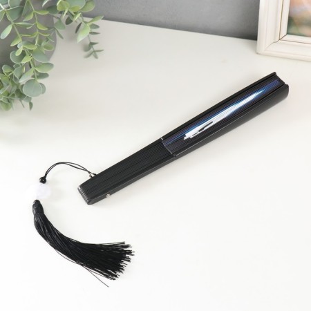 Fan plastic, textiles h = 27 cm "howling wolf" blue-black, with a brush-2